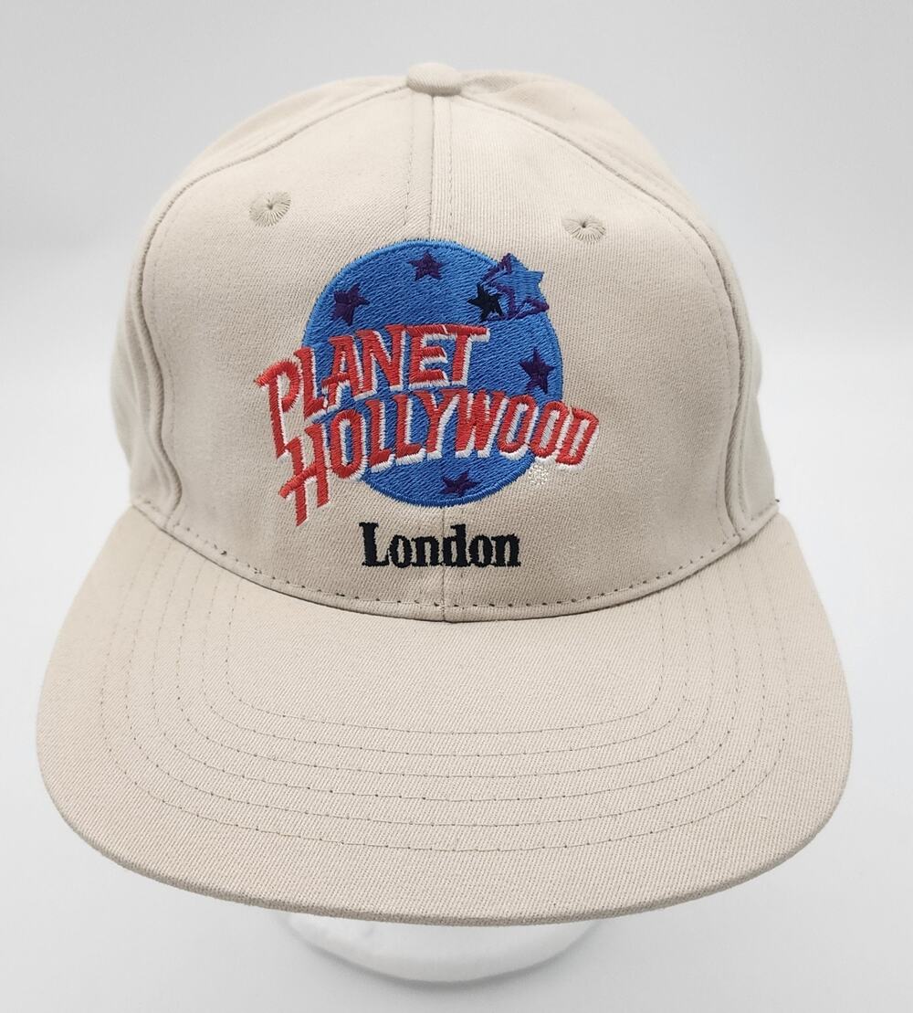 Vintage Planet Hollywood London Hat Cap Snapback Off White Tan 90s Taiwan